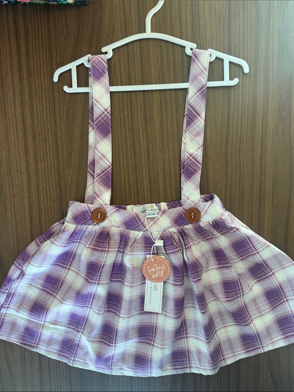 Bailey’s Blossoms Purple Plaid Suspender Dress NWT 18-24 months
